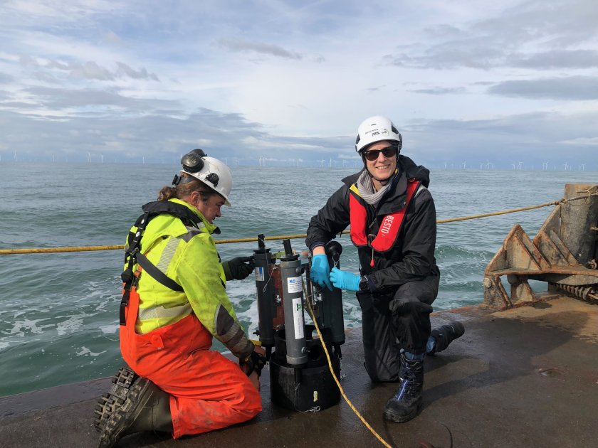 Sampling at sea using eDNA technique, credits: WUR                              